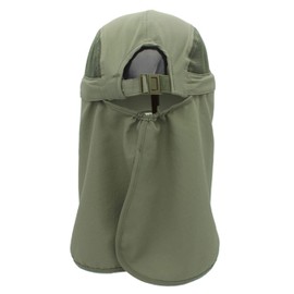 Unisex Safari Cap with Extra Long Neck Protection, Anti UV Foldable Baseball Hat for Camping Outdoor for Head Circumference 50-54 56-60, For children head circumference 50-54 cm - olive green