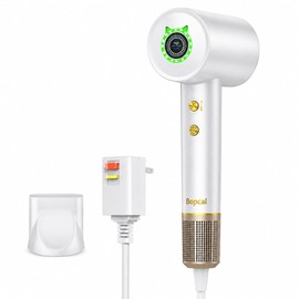 Bopcal Ionic Hair Dryer, 160000 RPM Brushless Motor, Smart Thermo-Control, Negative Ion Fast Drying, Quiet Lightweight Blow Dryer, Cold Air & 4 Heat Settings, for Home Travel Salon (White)
