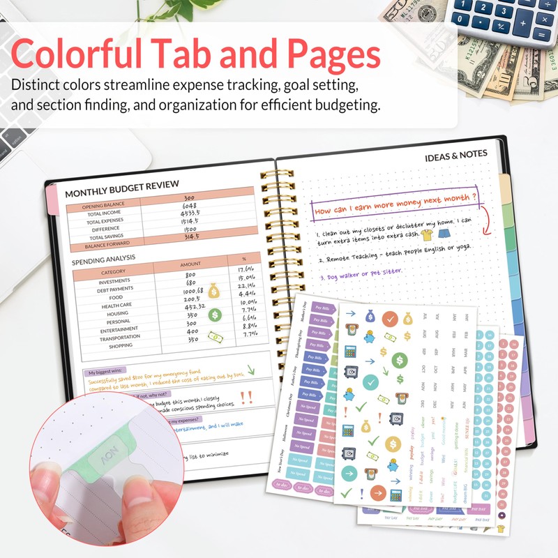 SUNEE Budget Planner - Monthly Budget Book with Expense Tracker
