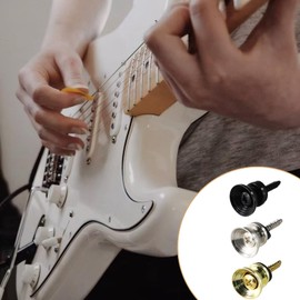 panthra 18pcs Guitar Strap Button, Guitar Strap Lock Button Quick Install/Release Strap Lock for Guitar, Bass, Ukulele with Black Pad(Gold + Silver + Black)