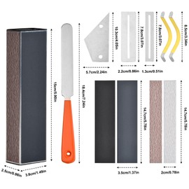 Guitar Luthier Tool Set, Guitar Fret File, Guitar Fret Levelling Beam, 2 Fingerboard Protectors, Fret Rocker Levels, 2 Guitar String Splitters, 4 Sandpaper, for Bass Banjo Ukulele