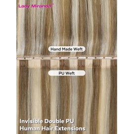 LADY MIRANDA 20 Inch Beaded Weft Hair Extensions 100g 8PCS Double Sided Hair Extensions Real Human Hair Reusable Seamless Weft & Handmade Twin Tabs for Effortless Volume(9A/60, 20 Inch)