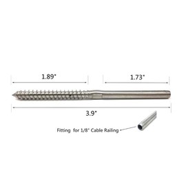 Stainless Steel Swage Lag Screw Right and Left Handed Thread Lag Bolt Cable Railing Kit for Wood Post, Stair, Fence(M10*5mm)