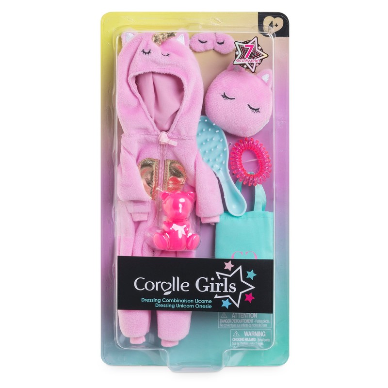 Corolle Girls Accessory Set Unicorn Onesie, 7 Pieces, for All