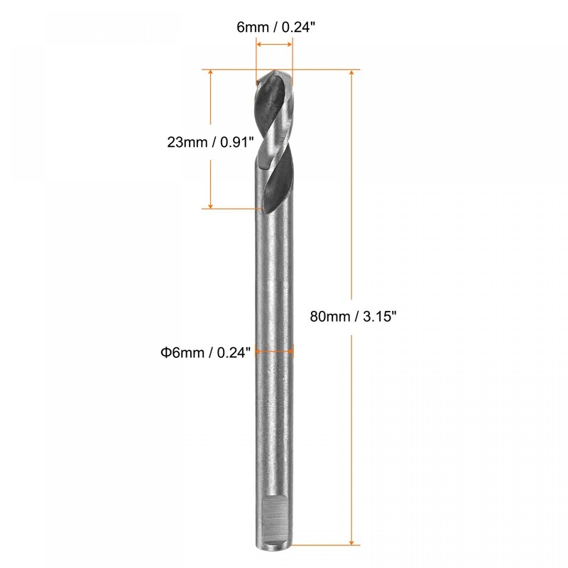sourcing map 2pcs High-speed Steel Drill Bits 6mmx80mm for Hole