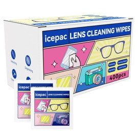 Glasses Wipes Lens Cleaner- -Moistened Individual Wrapped Eye Glasses Cleaning Wipes | Glasses Cleaner Safely Cleans Glasses, Sunglasses, Phone Screen, Electronics & Camera Lens (White -400)