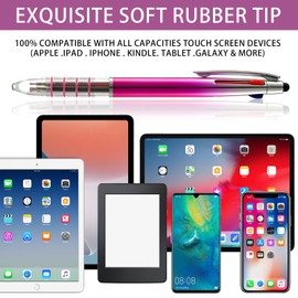 whole life Stylus Pens 3 In One Pens Touch Screen Tip Multi Colored Pen Ballpoint Pens Writing Pens Red Blue Black Ink Pens With Stylus Retractable Pens Fine Point 0.7mm Gradient Barrels 4 Count