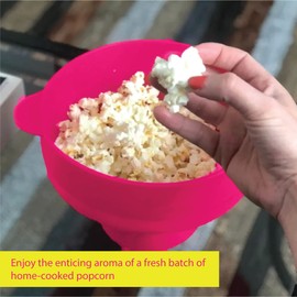 Gadgetime USA Microwave Popcorn Popper with Lids - Silicone - No Oil or Butter Required - Collapsible Bowls - BPA-Free - Movie Night Supplies - Pink