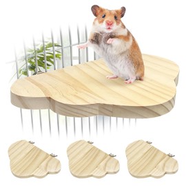Hamiledyi Wooden Hamster Cage Platform Set 4Pcs Bird Wood Platform Hamster Rat Gerbil Mice Cage Accessories Platform Wood Perch Stand Board Habitat for Syrian Dwarf Hamsters Small Animals