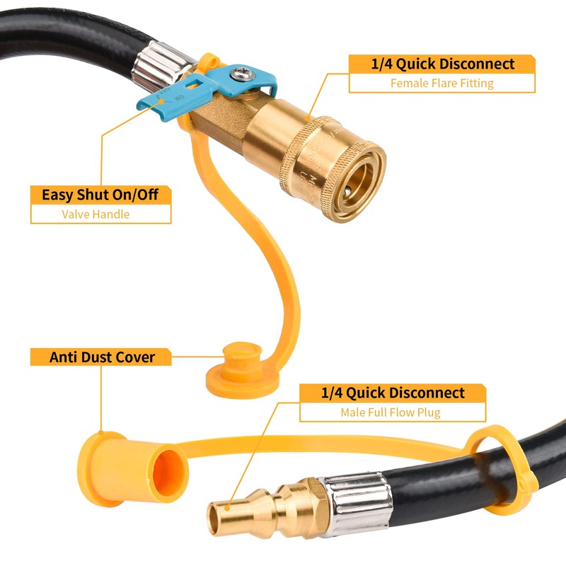 Onlyflame 12FT RV Propane Quick Connect Hose - RV Quick