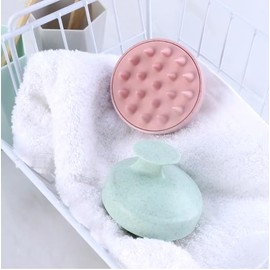 Massagebürste für Kopfhaut, Shampoobürste, Duschbürste, Peeling, Massagegerät, mit Silikonborsten, Weizenfaser, biologisch abbaubar (grün)