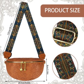 CWENDANER Vegan PU Leather Shoulder Bag, Waist Bag and Hobo Bag, Adjustable Colourful Embroidered Shoulder Strap, Birthday Gift for Women