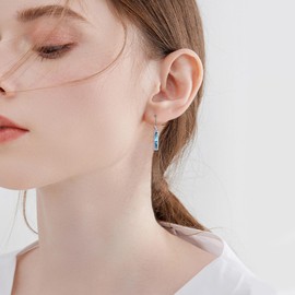 Abalone Bar Earrings for Women Sterling Silver Leverback Earrings Abalone Shell Jewellery Gift, Sterling Silver, No Gemstone