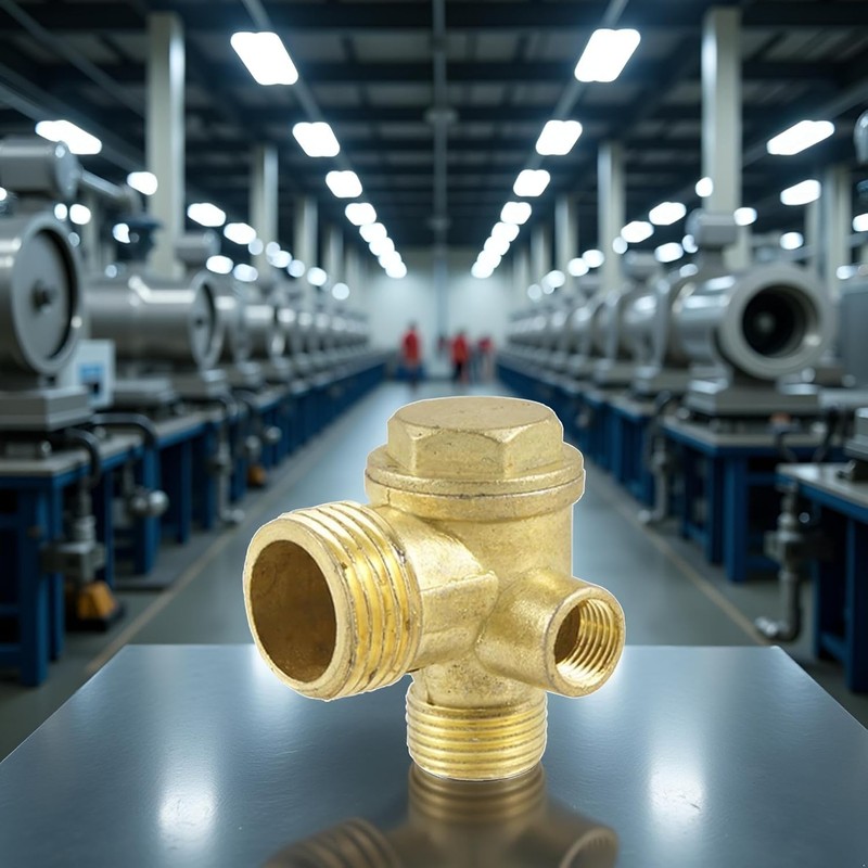 3-Port Brass Air Compressor Check Valve - Heavy-Duty Pneumatic Replacement