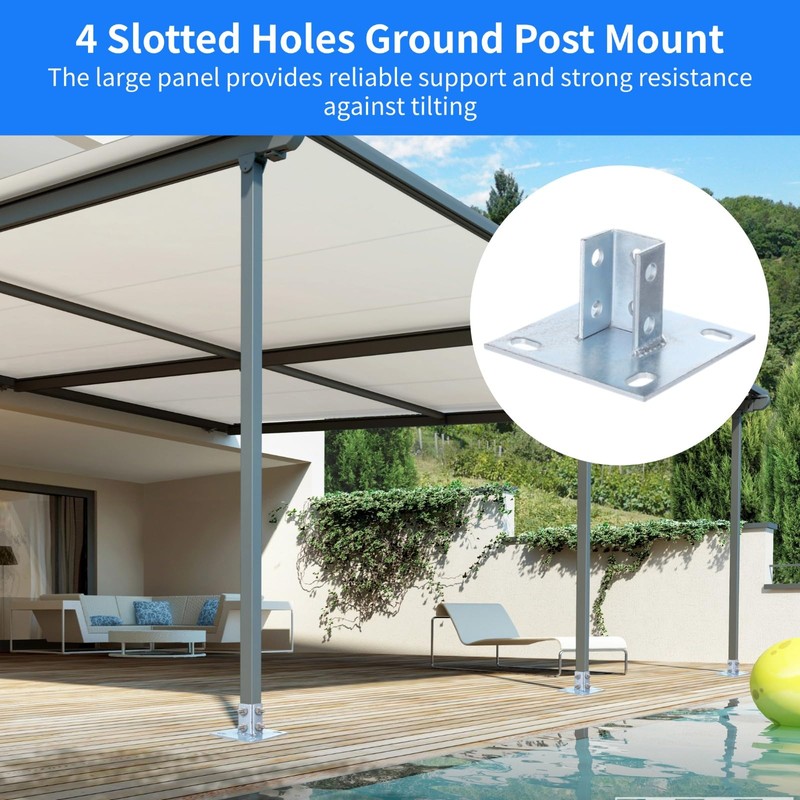 4 PCS Strut Post Bases, 4 Slotted Holes U Post