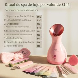 Vaporizador Facial Spa Regalos con 17 Herramientas de Cuidado de la Piel Complementarias | Vaporizador Facial para Limpieza Profunda Facial | Modo Cal