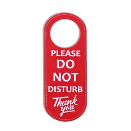 TIESOME 1 Pack Please Do Not Disturb Door Hanger Sign, Please Do Not Disturb Thank You PU Leather Double Sided Door Knob Privacy Sign Ideal for Office Home Clinic Dorm Online Meeting