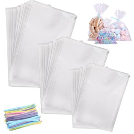 Clear Cellophane Bags, 150 Pieces, 3 Sizes, Gift Bags, Transparent with Ties, Transparent Bags for Filling, Candy Bags, Cookie Bags, Plastic Bags for Party Bags, Children's Birthday Parties