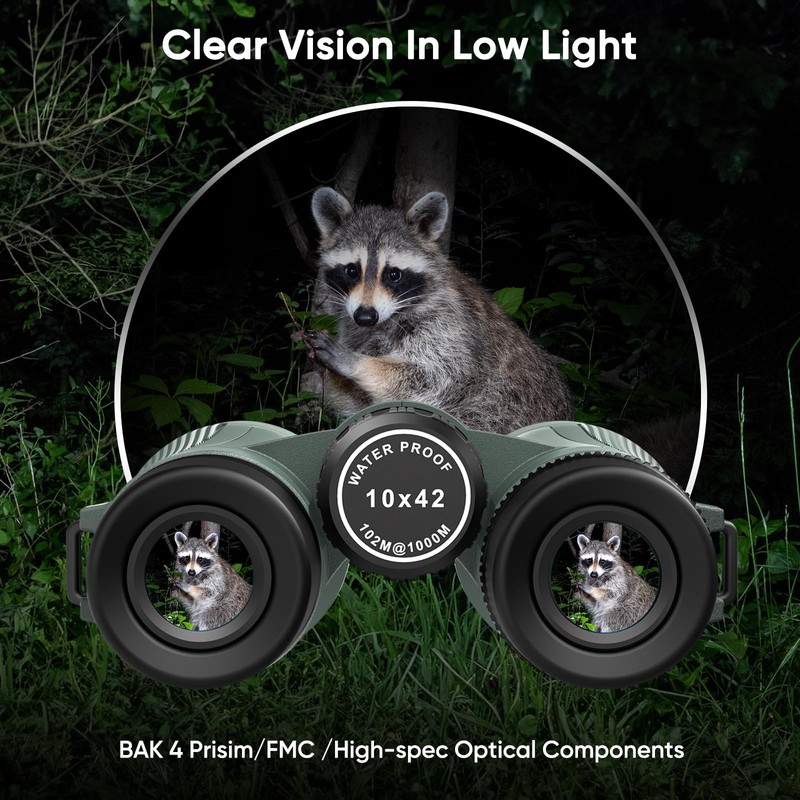 WOSPORTS 10x42 Binoculars for Adults - IP67 Waterproof Binoculars for