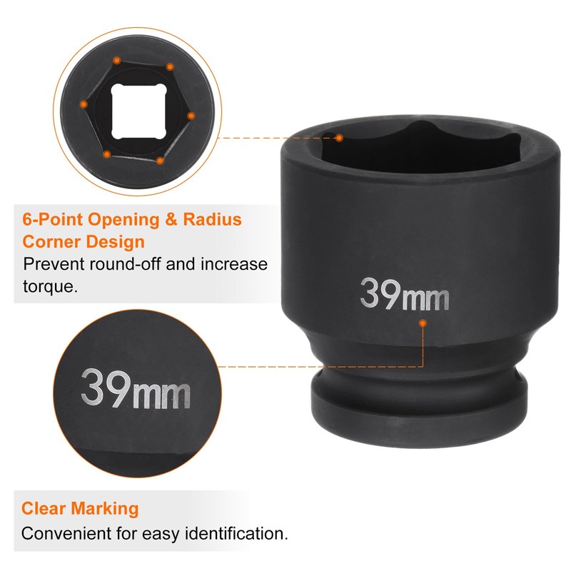 QUARKZMAN Deep 6 Point Impact Socket 3/4" Drive 39mm Metric