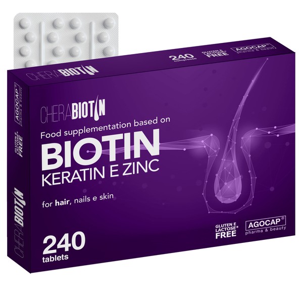 Cherabiotin, biotin Hair Growth with Keratin, and Zinc. Vitamins for Hair, Nails, and Skin. Biotin for Hair Growth and Anti-Hair Loss in Women. 240 Micro Tablets, 8 Months Supply