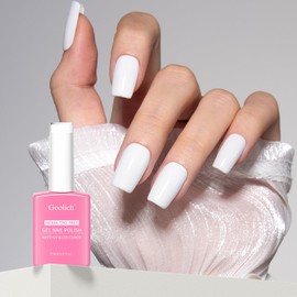 Goolich White Gel Polish, 0.5 Fl Oz HEMA & TPO Free White Gel Nail Polish Kit Soak off UV LED French Tips Fall Winter Nail Art Design Manicure Salon for Women Girl