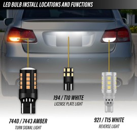 USR Amber Turn Signal & White Reverse Backup & White License Plate LED Bulbs Canbus Error Free - 6 Pieces Combo UPGRADE Compatible with 2006-2011 Lexus GS Tail Lights (Fits Factory Tail Lamps)