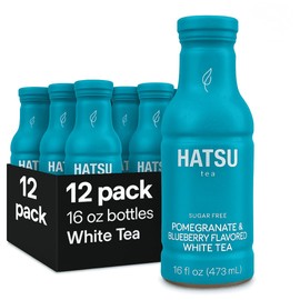HATSU Pomegranate & Blueberry Flavored White Tea, Sugar Free, 16.9 fl oz (Pack of 12)