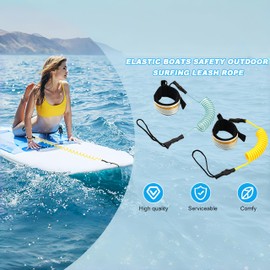 HerFarCai Surfboard Leash, Straight Surf Board Leg Rope with Wrist/Ankle Strap - Universal Design for Shortboards, Longboards, Paddleboards - Surfboard Replacement Accessory (Yellow)