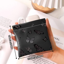 BHAHB 2 PCS Small Squeeze Coin Purse Pouch Soft PU Leather Mini Wallet Change Bag Cute Aesthetic for Women Girls Men (I17-Black White Butterfly)