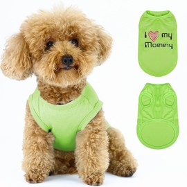 Expressive Pet Vest: Sleeveless Dog Shirt with 'I Love My Mommy' Slogan, Ideal for Chihuahuas, Poodles, Yorkies, and More - Adorable Design, Ultimate Comfort, Easy Maintenance! Green X-Small