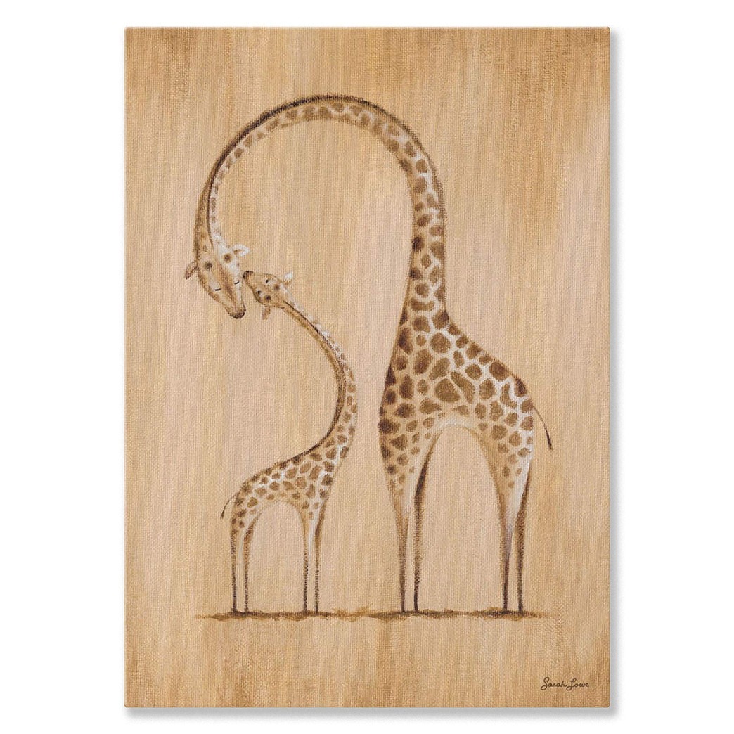 Oopsy daisy, Fine Art for Kids Safari Kisses Giraffe Stretched Canvas Art by Sarah Lowe, 10 by 14-Inch