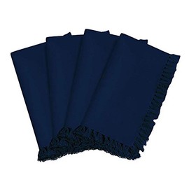 SARO LIFESTYLE 4-Piece Square Napkin, 20-Inch, Navy Blue