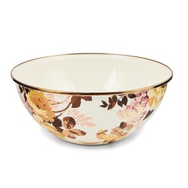 MACKENZIE-CHILDS Everyday Bowl, Serving Bowl for Entertaining, Large, Wild Rose White