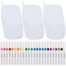 Newtay 48 Pcs Christmas Pot Holders Craft Project Set Including 24 White Pot Holders and Oven Mitts with 24 Makers for Kitchen Heat Resistant Cooking and Baking DIY Activities