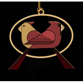 Charley Harper Brass Cardinals Consorting Christmas Ornament Adornment