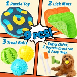 Forfon Forfon 9 Pack All-Around Dog Puzzle Toy Set -Mentally Stimulating Dog Enrichment Toys for Small to Medium Smart Dogs, Includes Dog Lick Mat with Suction Cups