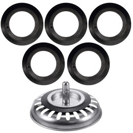 PLKSEI Pack of 5 Rubber Replacement Seal for Strainer Baskets, Sink Strainer Basket Seal, Diameter 54 mm Outer, Diameter 32 mm Inside, Universal Lip Seal, Drain Seal for Kitchen Sink