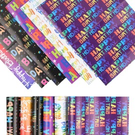 Cozlly Birthday Wrapping Paper, 6 Sheets, 50 x 70 cm, Gift Wrapping Paper, Colourful Happy Birthday, Happy Birthday Wrapping Paper, for Boys and Girls Birthday Gifts