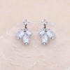 TseenYi Crystal Cluster Bridal Earrings Silver CZ Leaf Dangle Earrings