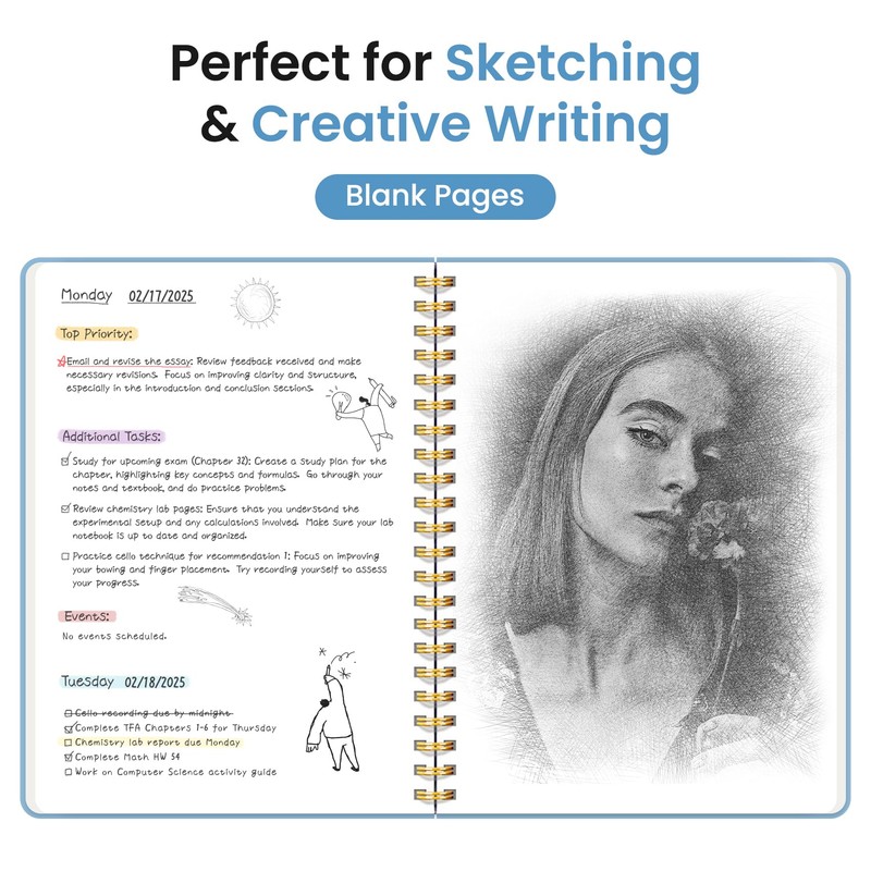 Taja Blank Spiral Journal Notebook for Women & Men, 140