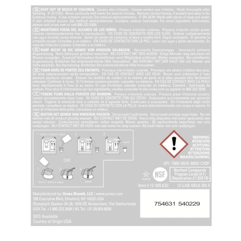 Urnex - Rinza Alkaline Formula Milk Frother Cleaner - 33.6