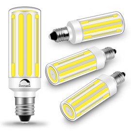 JDE11 Led Bulbs 120V 75W Halogen Candelabra Bulbs Equivalent Dimmable,COB LED T3 T4 Mini Base JD E11 Bulb, 6000K Daylilght White 7.5W 800lm E11 for Chandeliers,Ceiling Fan,Cabinet Lighting,4Pcs