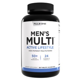 Rule 1 Men's Multi - Men's Daily Vitamins, Essential Minerals, Superfoods, Digestive Enzymes, Amino Acids, and Antioxidants for Active Lifestyles and Wellness Support (180 Tablets, 60 Day Supply)