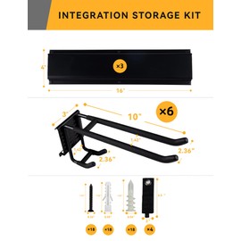 YOUNITA Garden Tool Organizer Wall Mount 48 Inches Max Load 660lbs Garage Storage and Organization, Adjustable with 6 Garage Hooks and 4 Cable Ties, Yard Shed and Power Tool Organizer Rack
