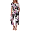 Ekouaer Women's Capri Pajama Sets Floral Print Short Sleeve Sleepwear