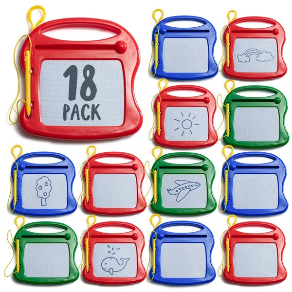 PREXTEX 18 Pack of Mini Magnetic Drawing Board for Kids - Mini Doodle Pad Bulk Toys for Party Favors for Kids 4-8 and 8-12 - Classroom Prizes, Goodie Bags for Kids Birthday Party - Kid Toys