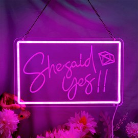 She Said Yes Neon Sign Decorations, Propose Engagement Party Decor Signs for Wedding, Bridal Shower, Bedroom, Bar Pub, Will You Marry Me Led Lights Sign, INSNEnN,15.7 * 9.8 Inches