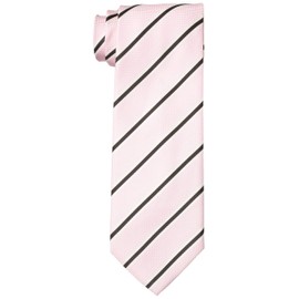 Dress Code 101 TIE-KY Men's Necktie, Solid Color, Silk Blend, Wavy Shiny Design, Striped Tie, Light Blue, Navy, Red, Wedding, TIE-KY01 Pink Stripe