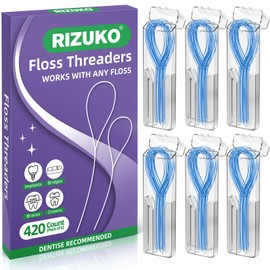 RIZUKO Floss Threaders,Deep Clean Dental Floss Threader for Braces,Bridges,Implants with Portable Travel Case,Quick & Easy Flossing Solution (420)